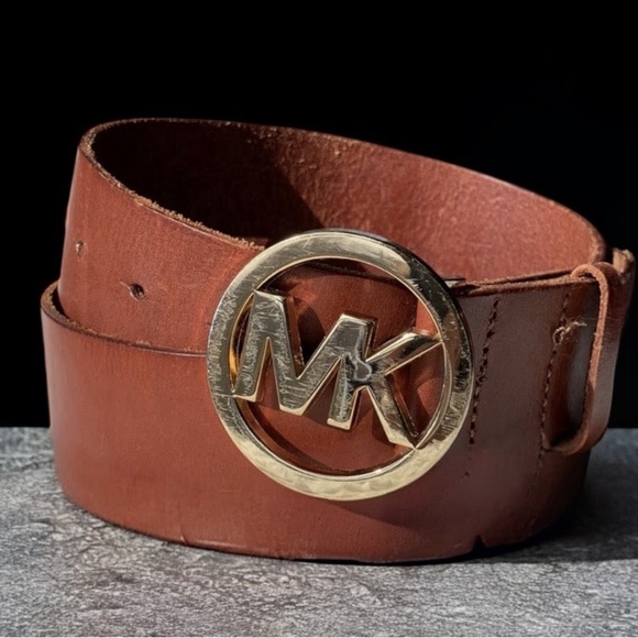 Michael Kors Accessories - MICHAEL Michael Kors Bubble Logo Brown Pre -Loved Leather Belt